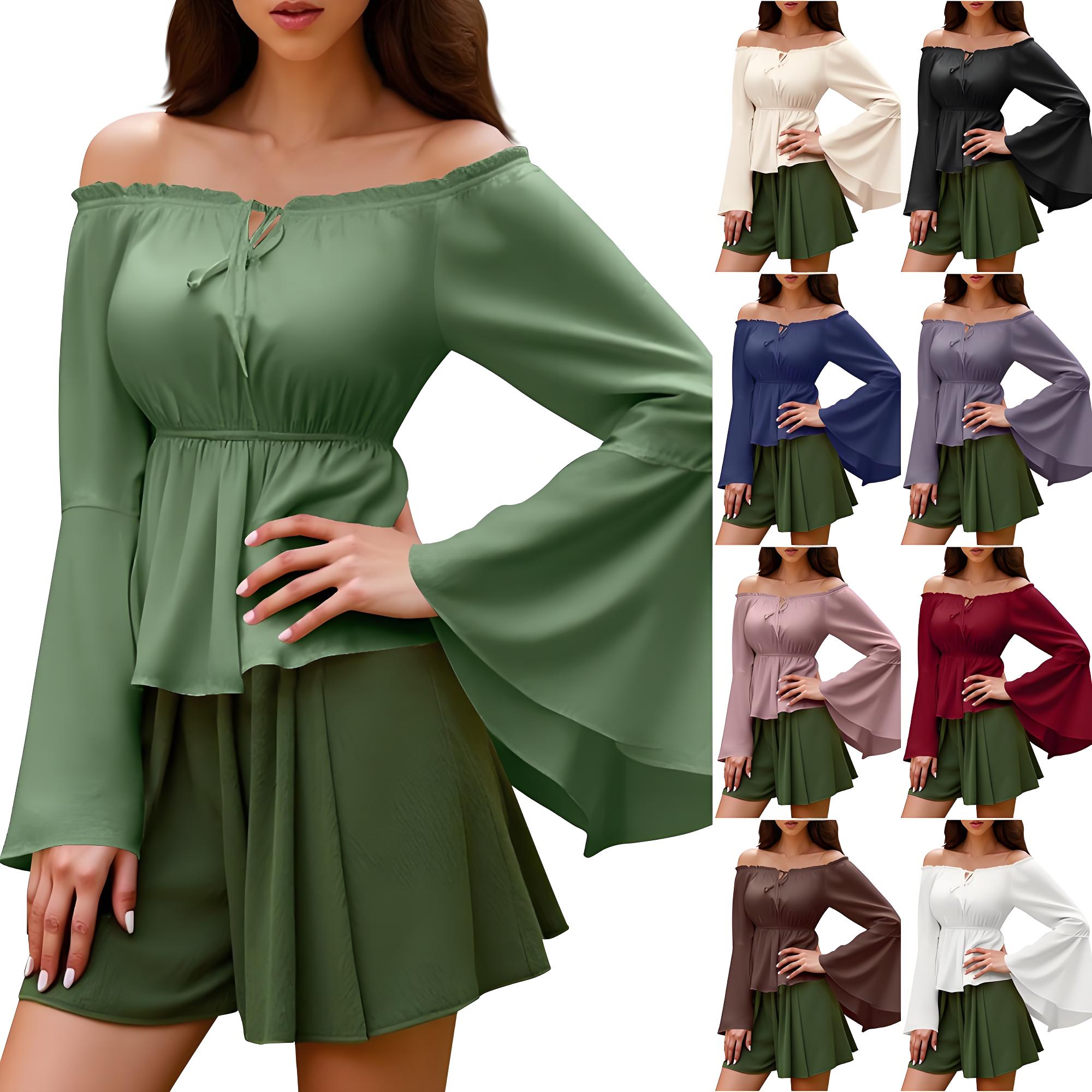 Blouse Off Shoulder - Blusa renascentista camponesa feminina fora do