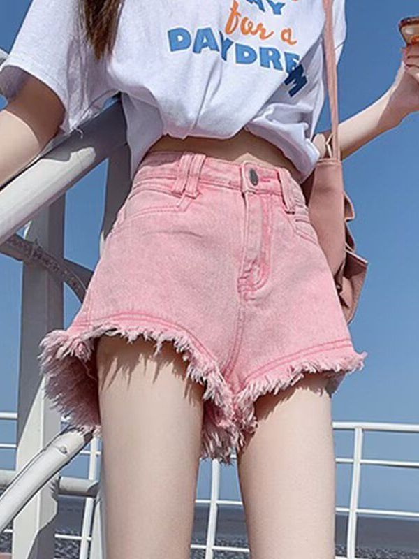 Shorts de Denim Branco de Cint - Shorts Denim Frayed avaliação e preço