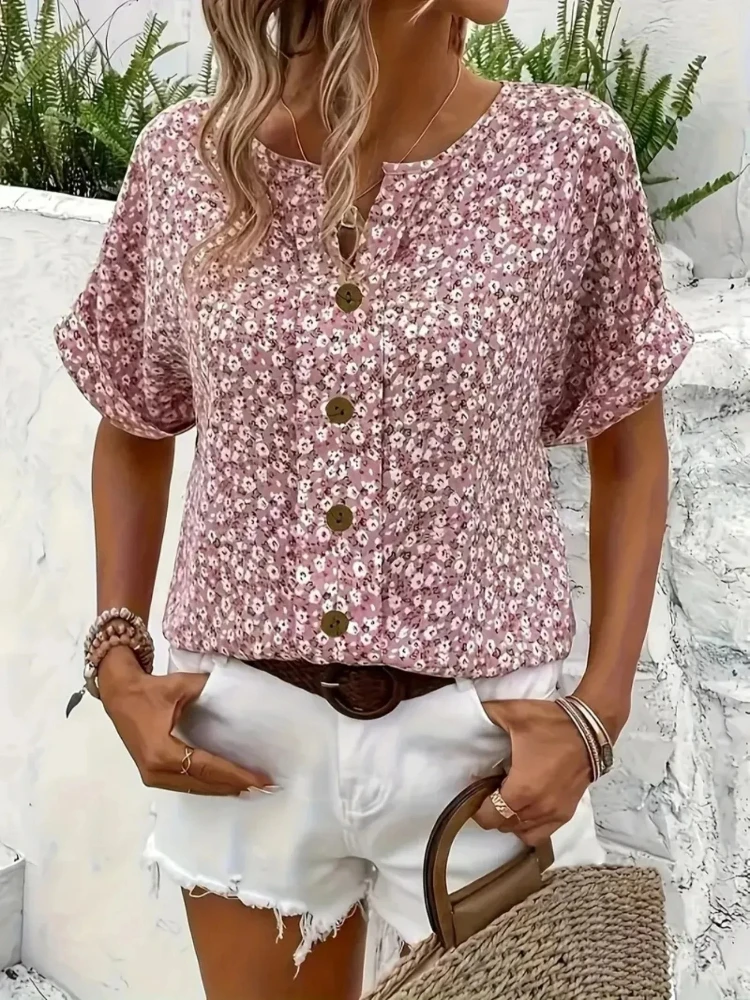 Plus size camisas femininas 20 - Romper Floral Print avaliação e preço