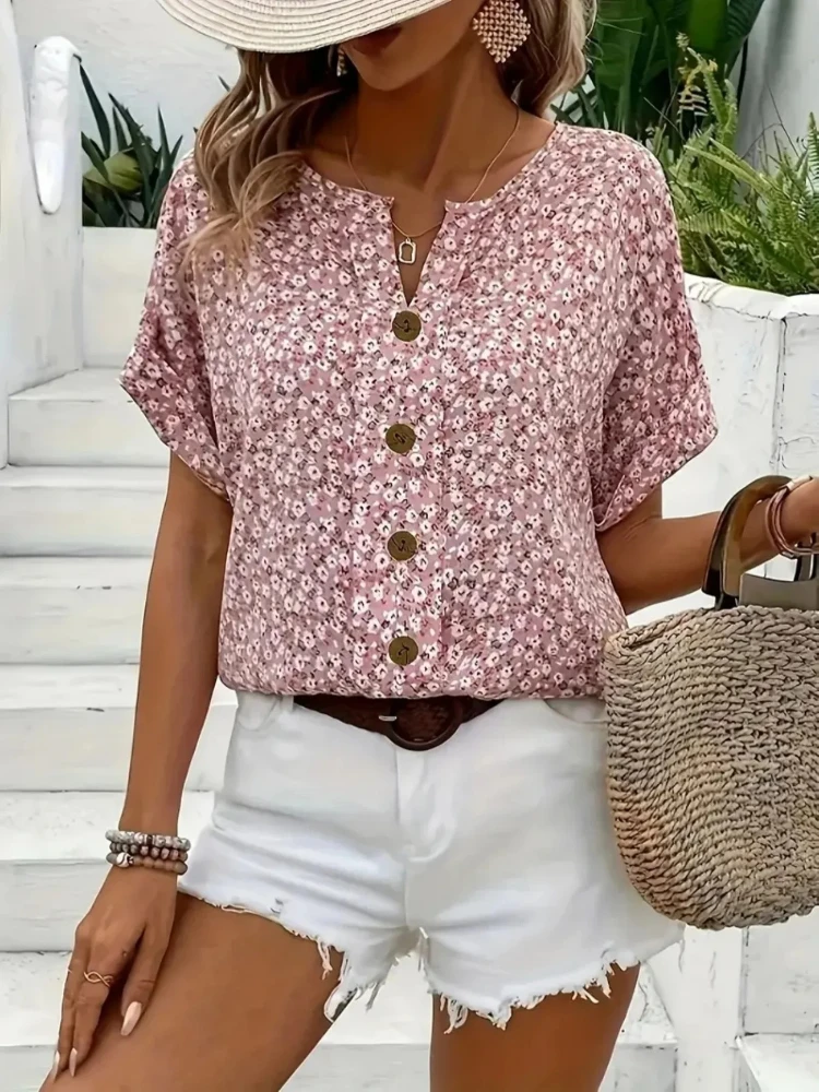 Plus size camisas femininas 20 - Romper Floral Print avaliação e preço